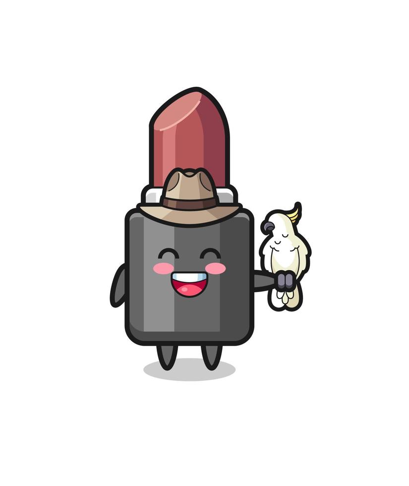 lipstick zookeeper mascot with a parrot vector