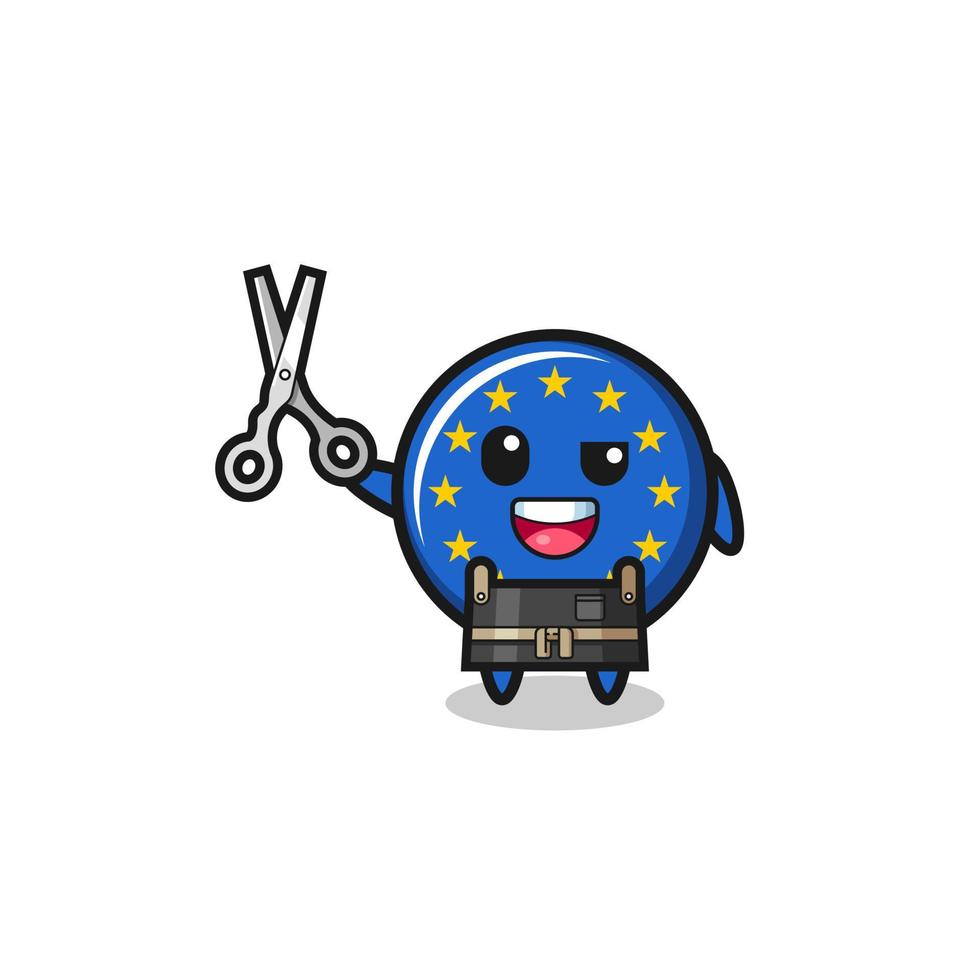 euro flag character as barbershop mascot vector