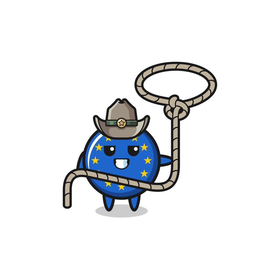 the euro flag cowboy with lasso rope vector