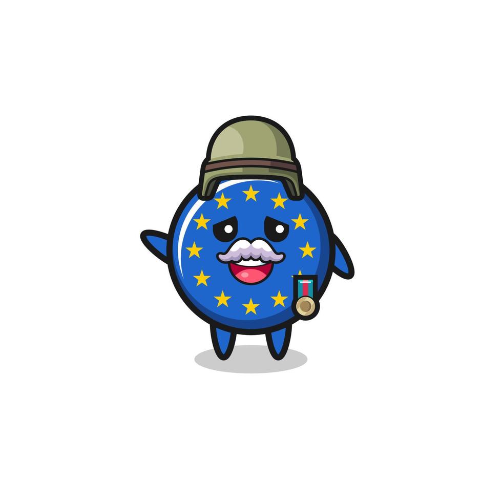cute euro flag as veteran cartoon vector