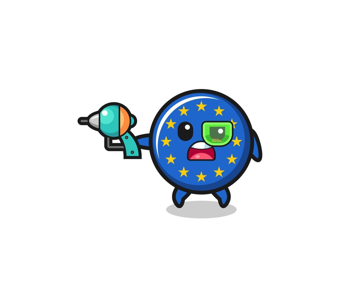 cute euro flag holding a future gun vector