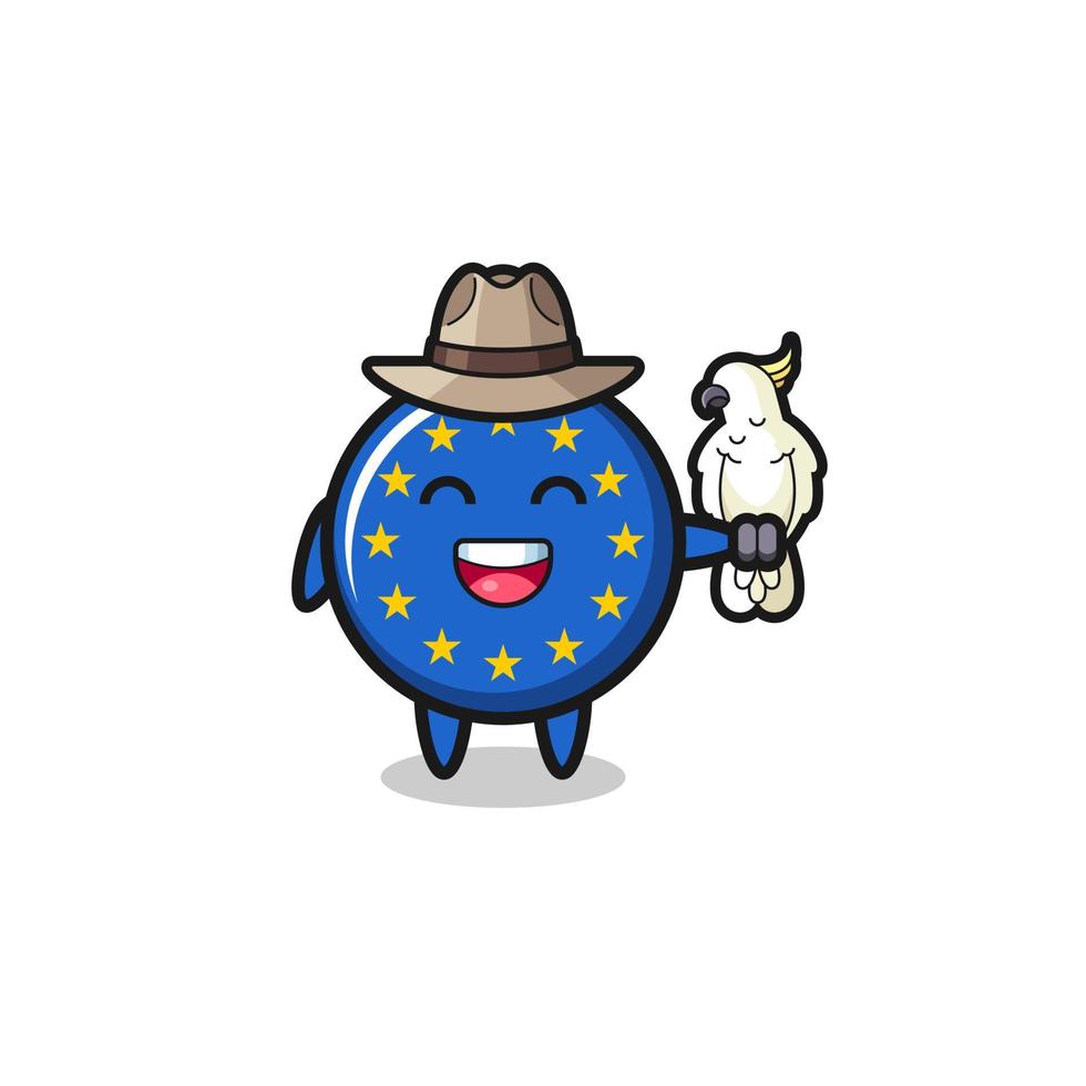 euro flag zookeeper mascot with a parrot vector