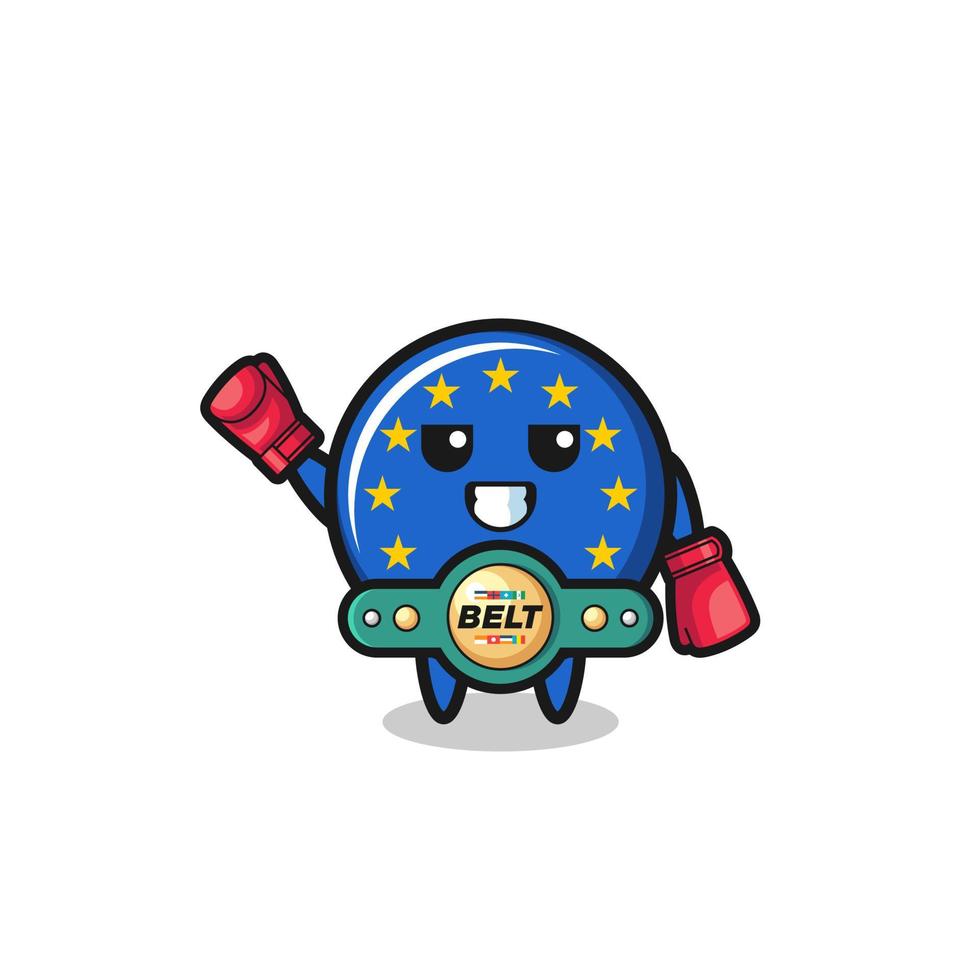 carácter de la mascota del boxeador de la bandera del euro vector