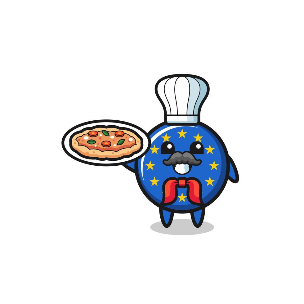 euro flag character as Italian chef mascot vector