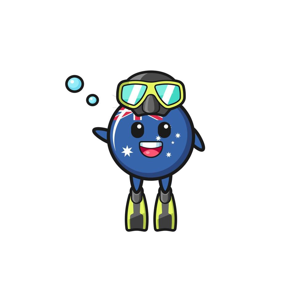 the australia flag diver cartoon character vector