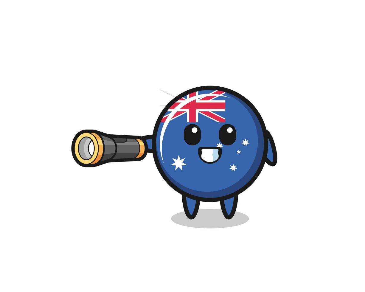 australia flag mascot holding flashlight vector