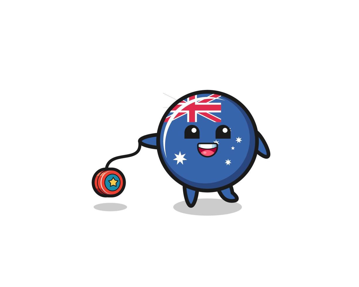 cartoon of cute australia flag playing a yoyo vector