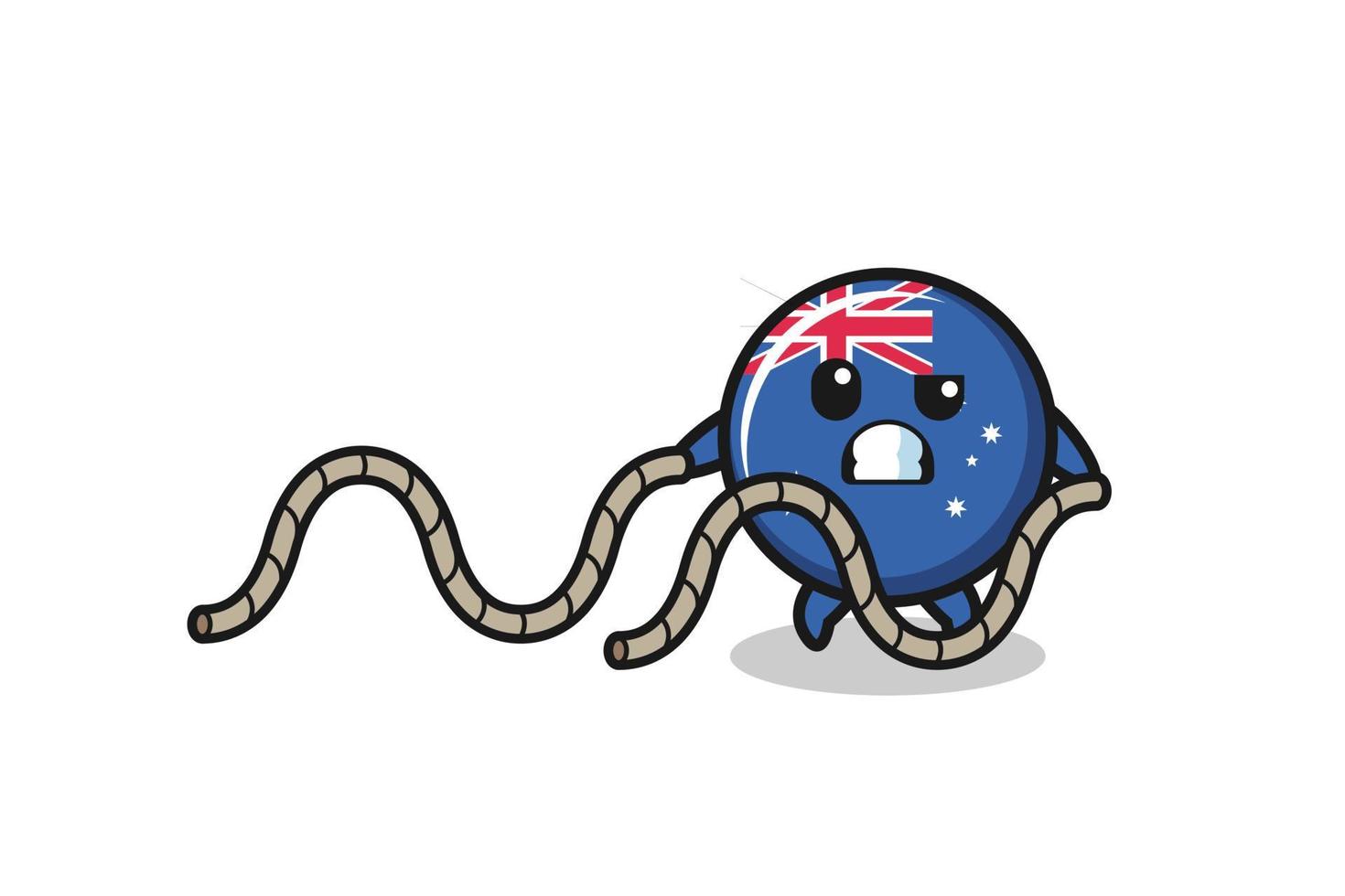 illustration of australia flag doing battle rope workout vector