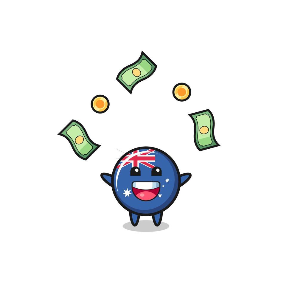 illustration of the australia flag catching money falling from the sky vector