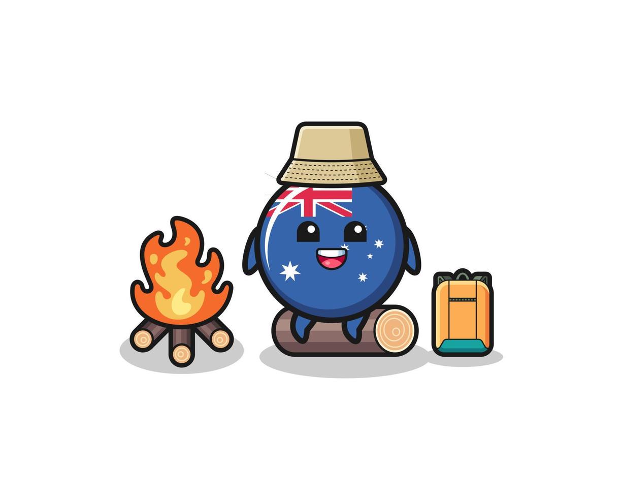 ilustración de camping de la caricatura de la bandera de australia vector