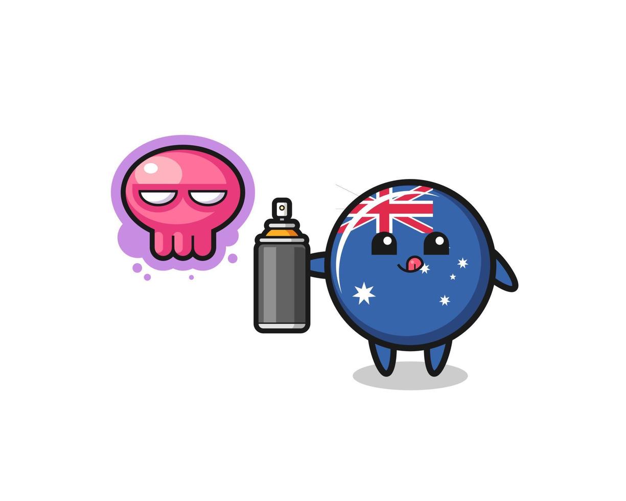 australia flag cartoon make a graffiti with a spray paint vector