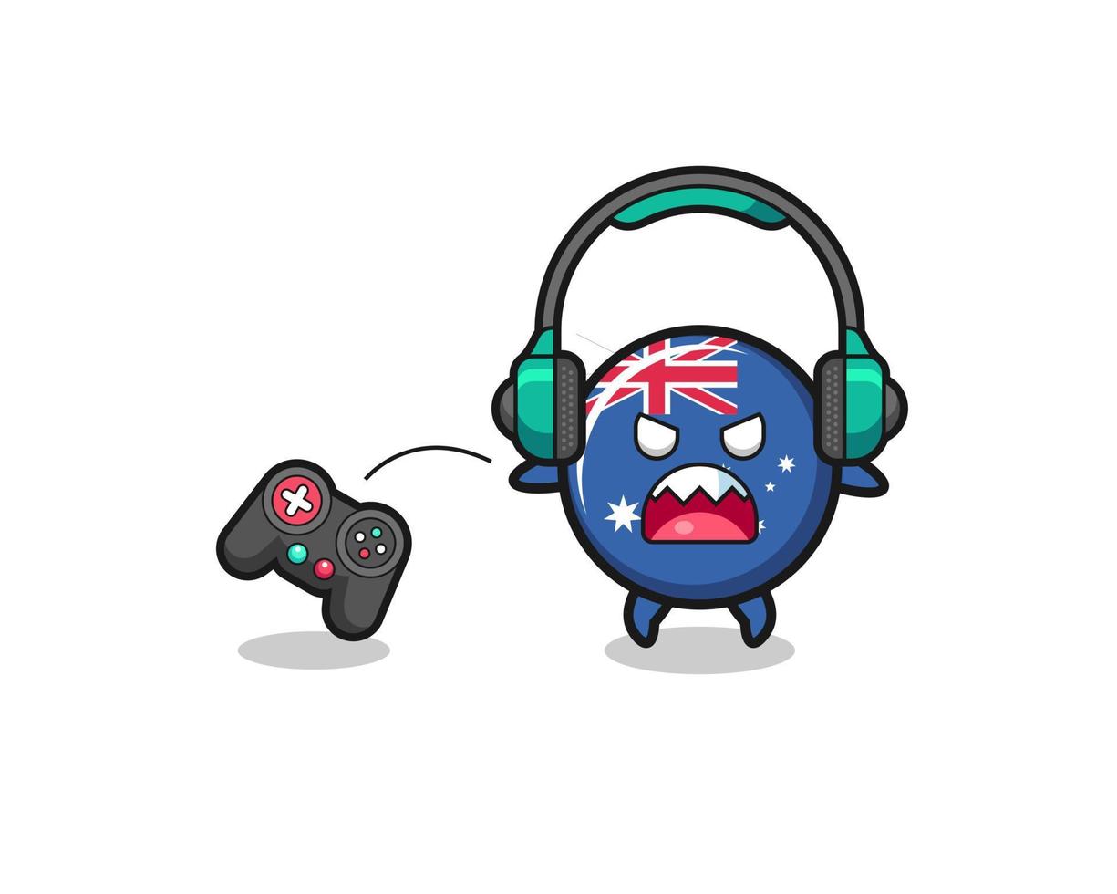 australia flag gamer mascot is angry vector