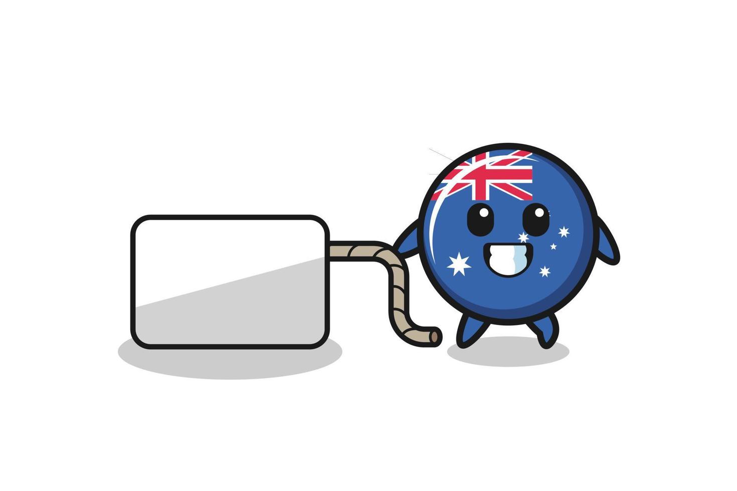 australia flag cartoon is pulling a banner vector