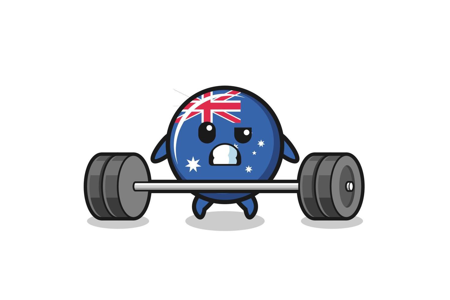 cartoon of australia flag lifting a barbell vector
