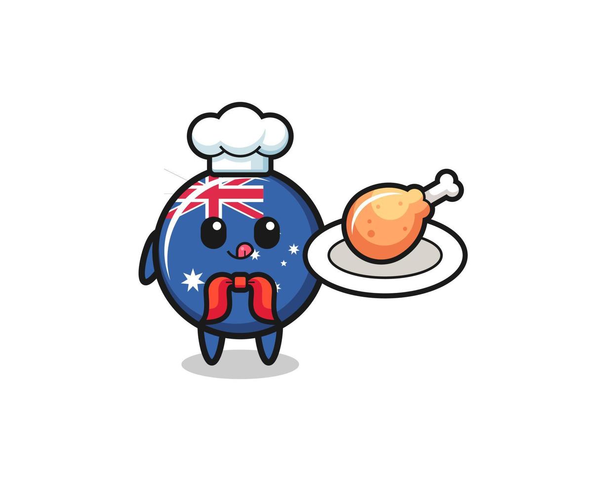 australia bandera pollo frito chef personaje de dibujos animados vector