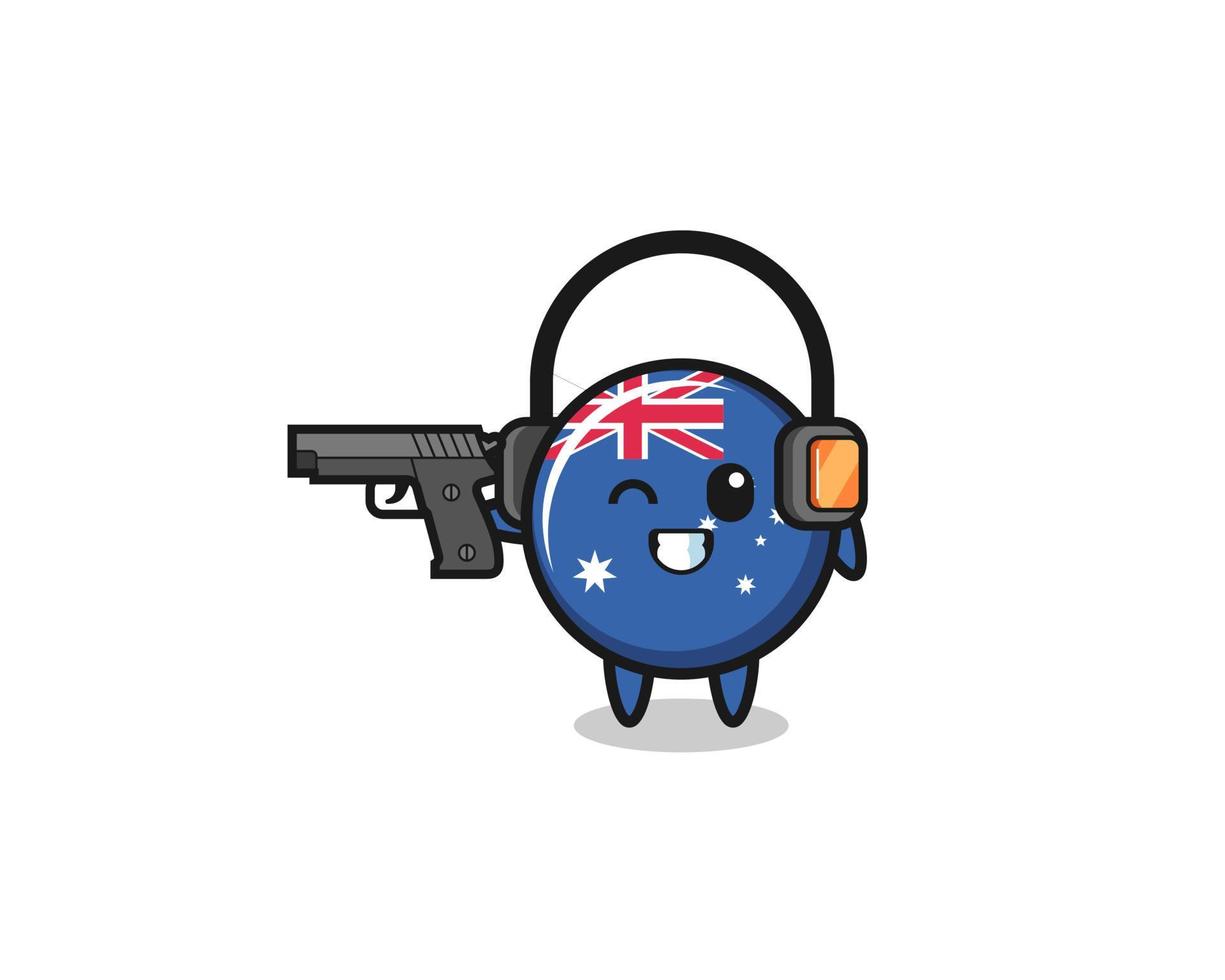 illustration of australia flag cartoon doing shooting range vector