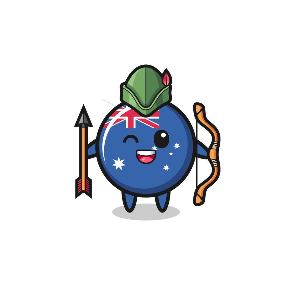 australia flag cartoon as medieval archer mascot vector