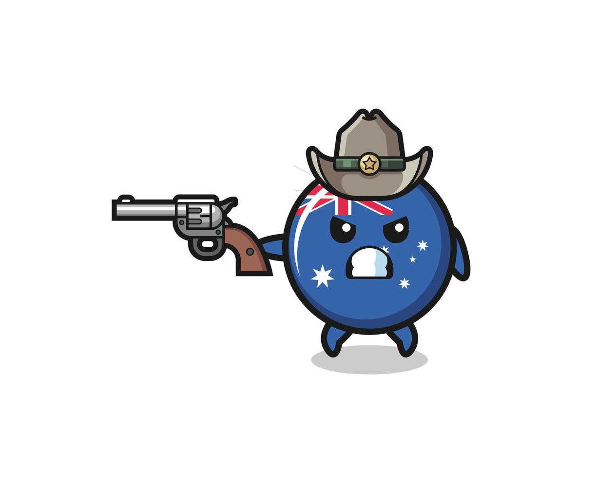 the australia flag cowboy shooting with a gun vector