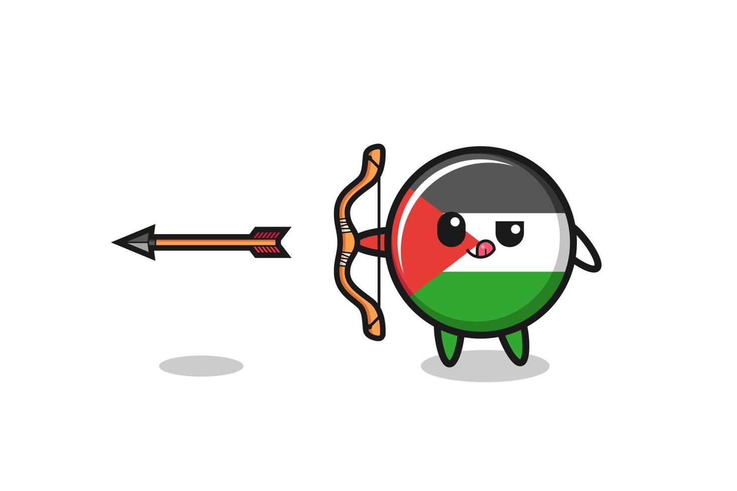 illustration of palestine flag character doing archery vector