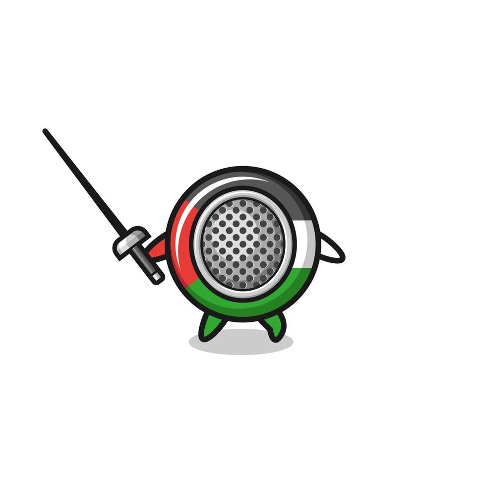 palestine flag earth cartoon as fencer mascot vector
