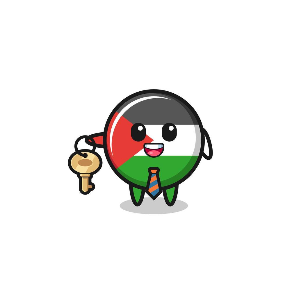 cute palestine flag as a real estate agent mascot vector