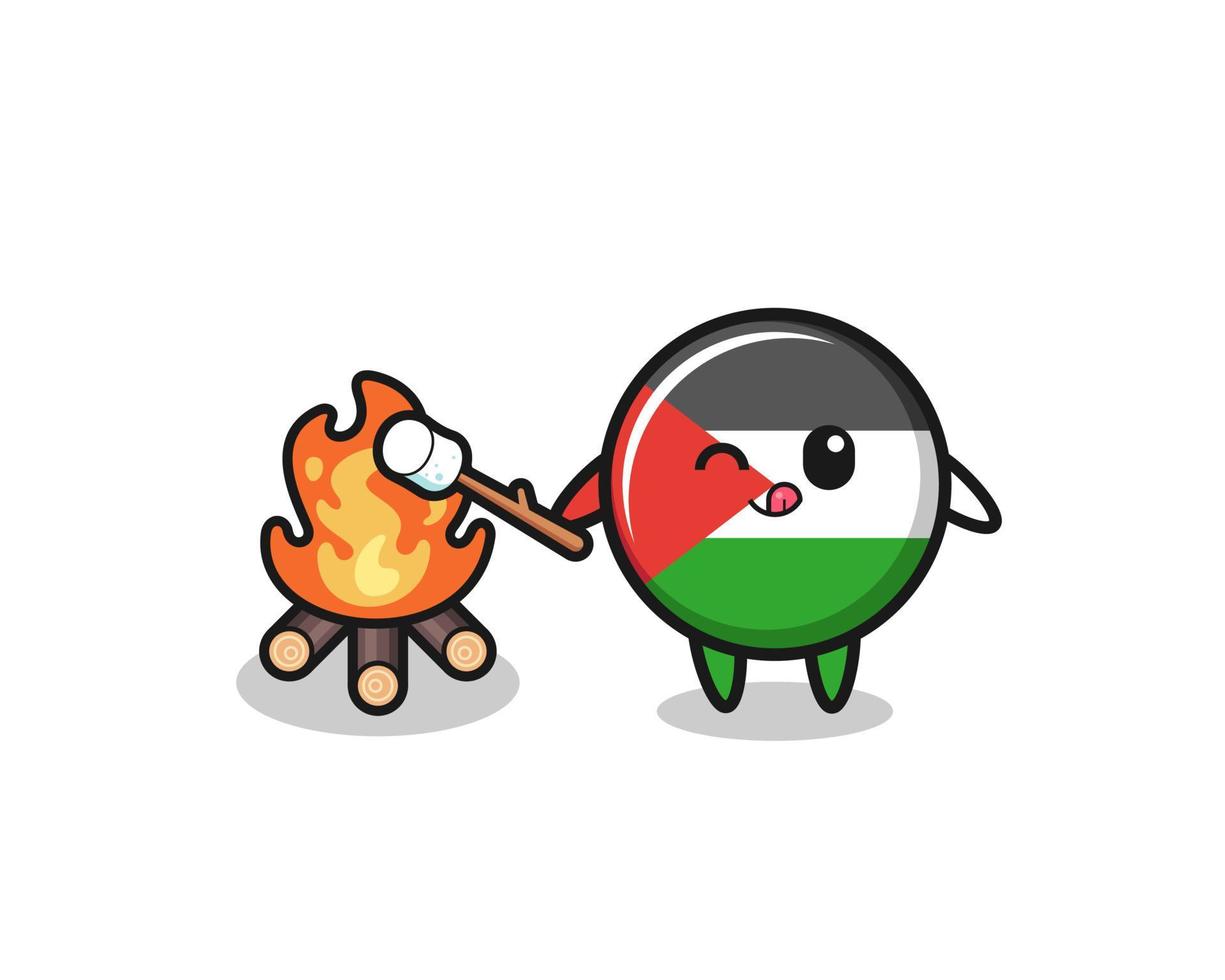 palestine flag character is burning marshmallow vector