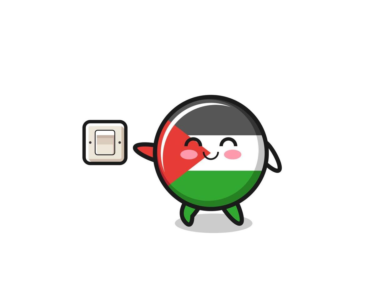 cartoon palestine flag is turning off light vector