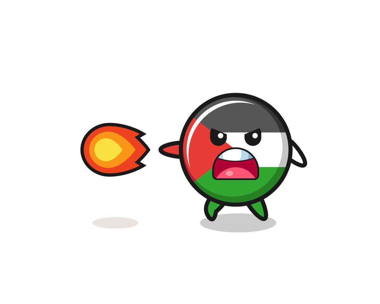 cute palestine flag mascot is shooting fire power vector