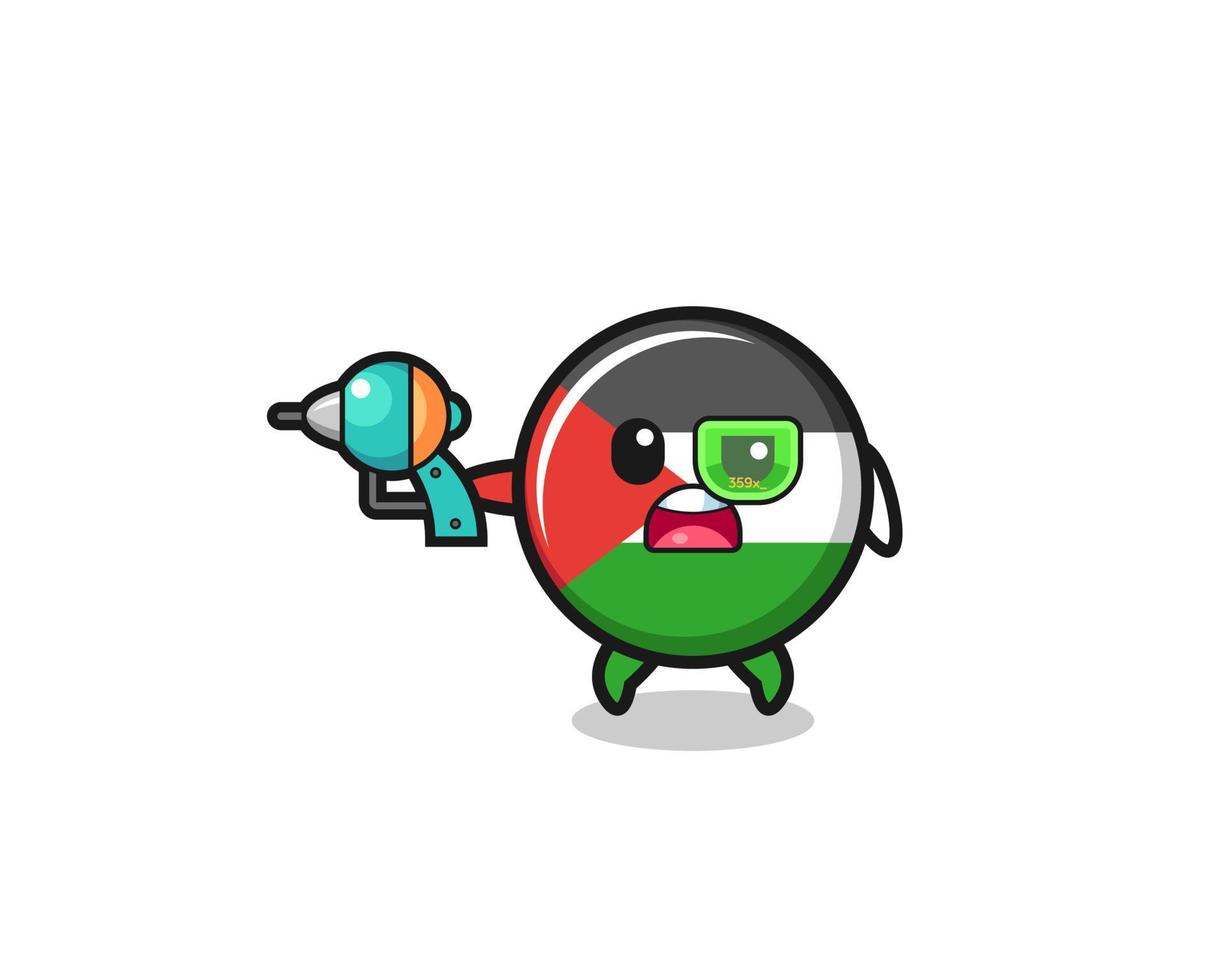 cute palestine flag holding a future gun vector