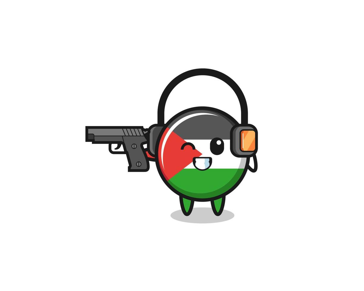 Ilustración de dibujos animados de la bandera de Palestina haciendo campo de tiro vector