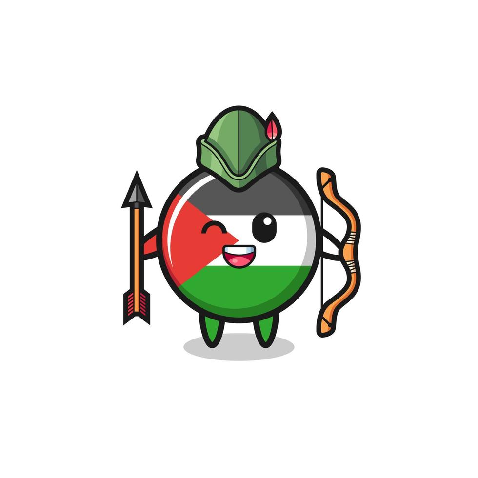 palestine flag cartoon as medieval archer mascot vector