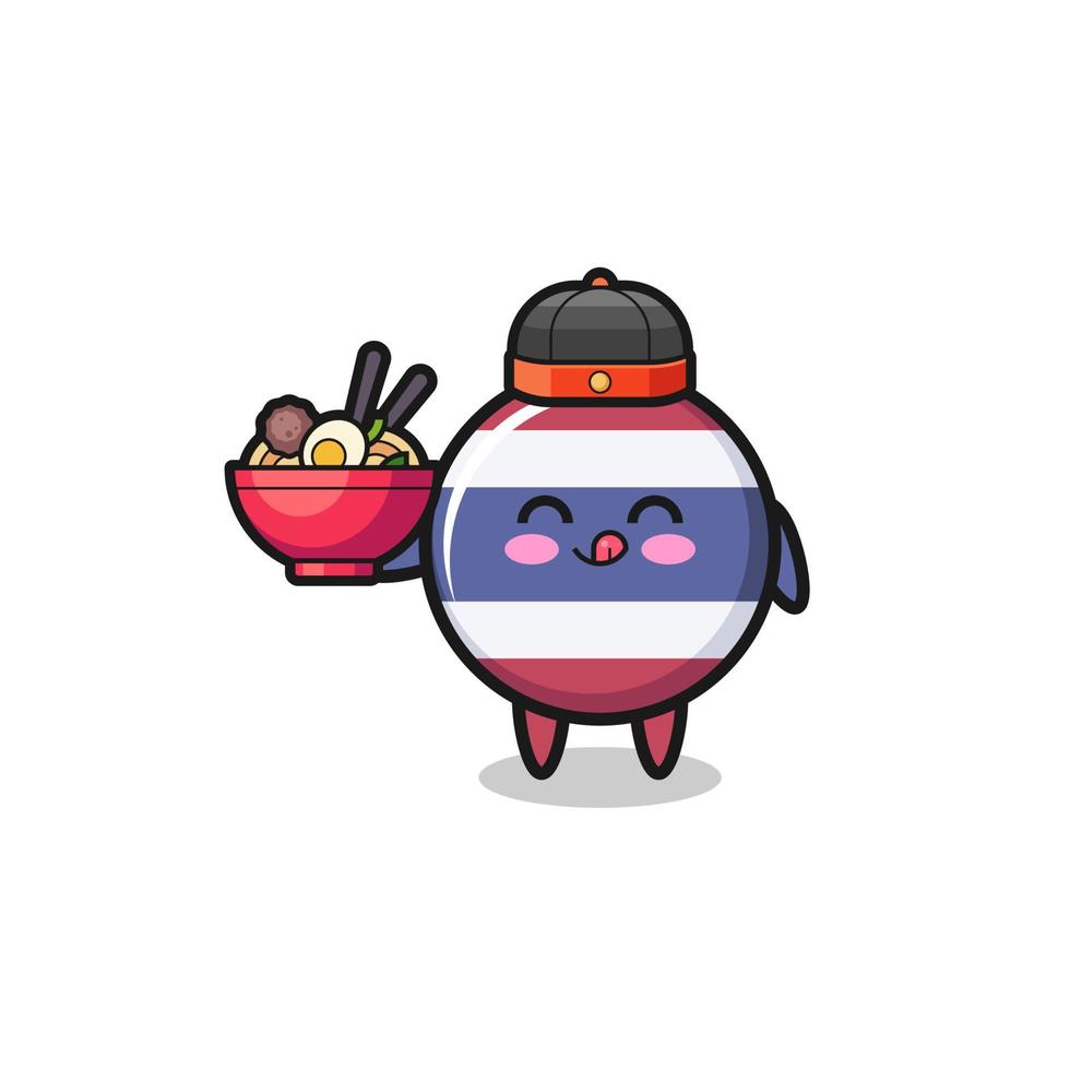 thailand flag as Chinese chef mascot holding a noodle bowl vector