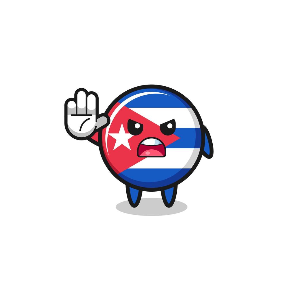 cuba flag character doing stop gesture vector