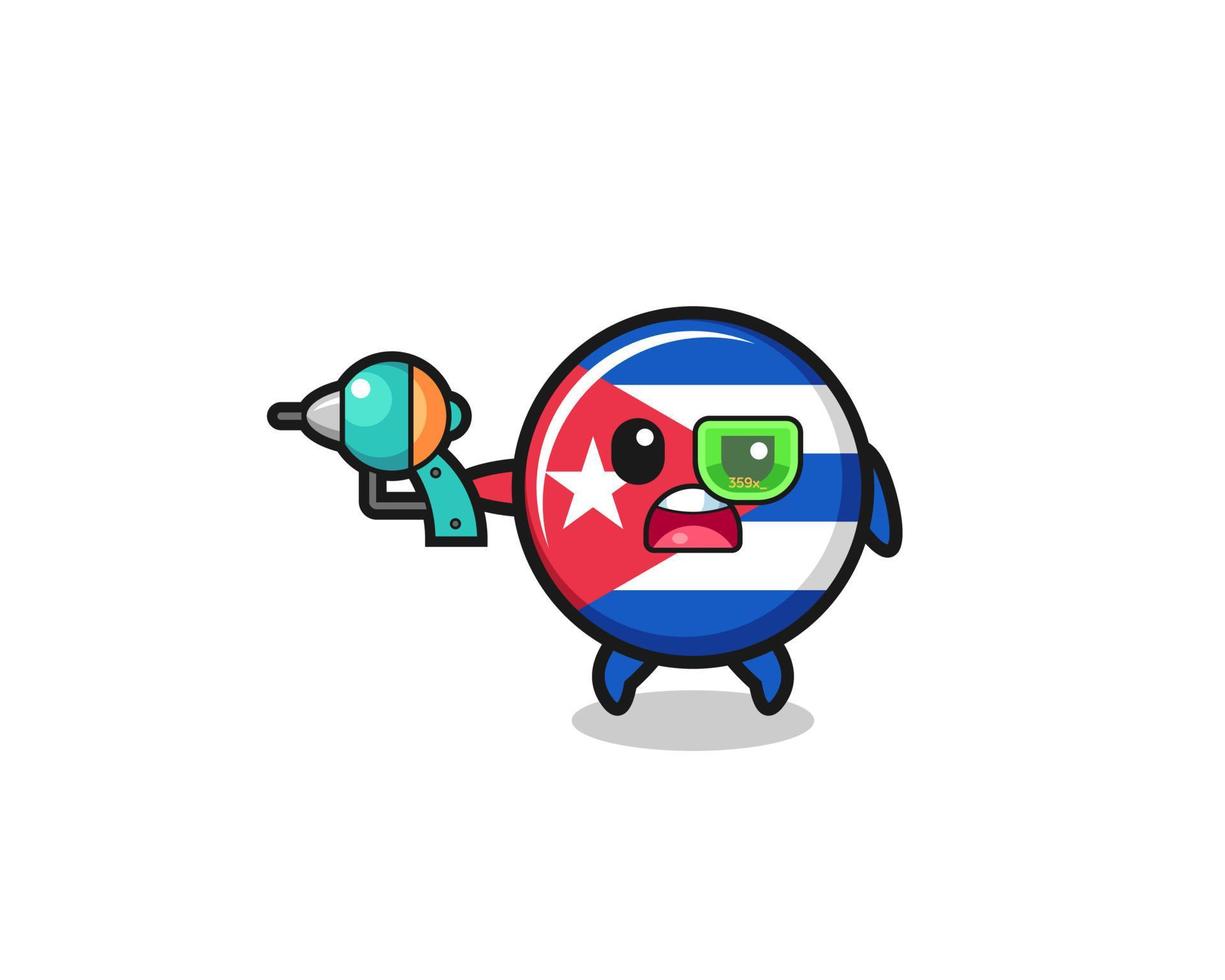 cute cuba flag holding a future gun vector