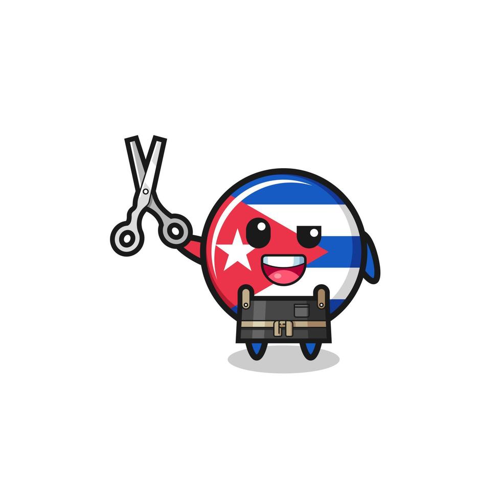 cuba flag character as barbershop mascot vector