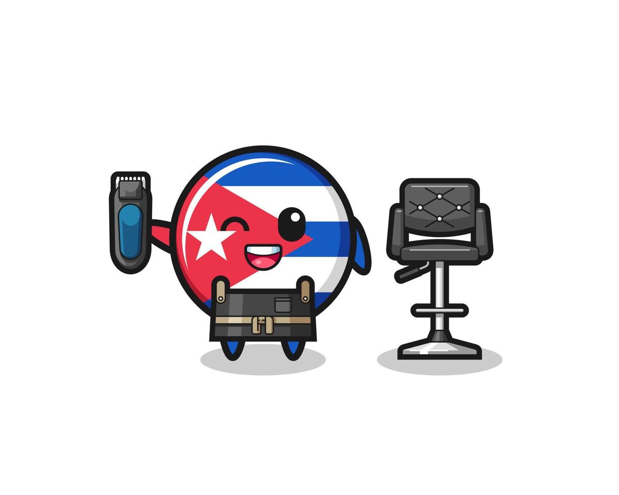 cuba flag barbershop is holding a trimer vector