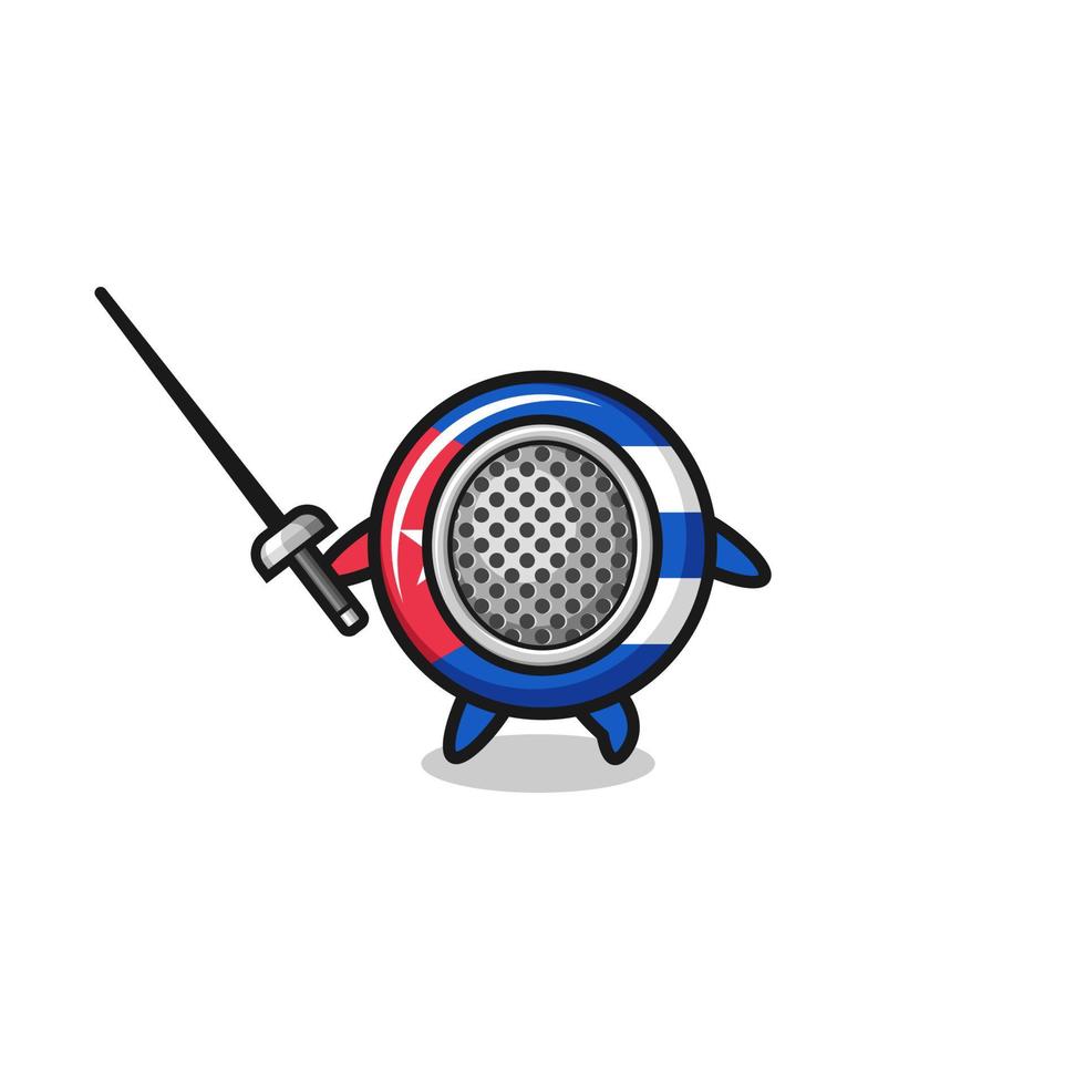 cuba flag earth cartoon as fencer mascot vector