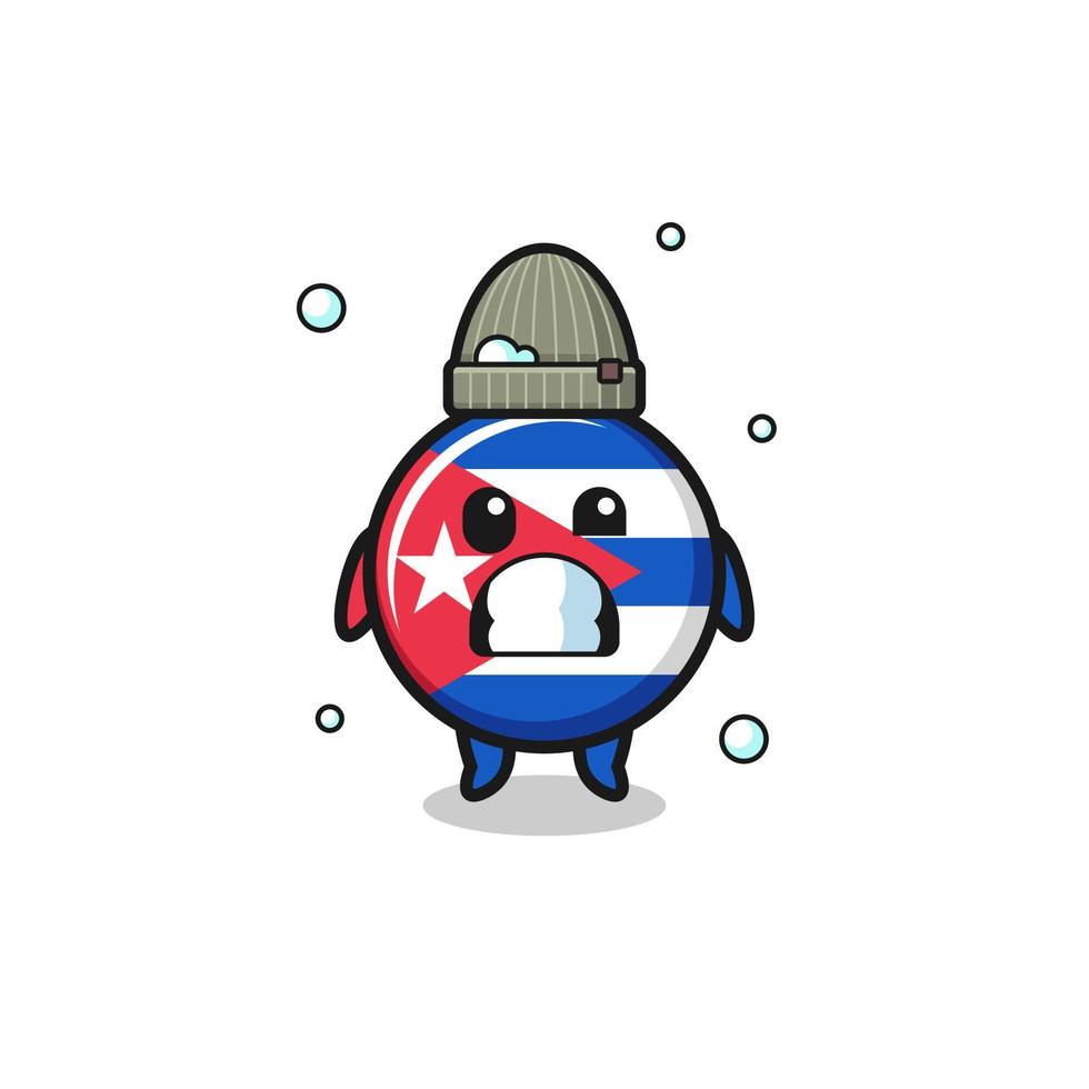 cute cartoon cuba flag with shivering expression vector