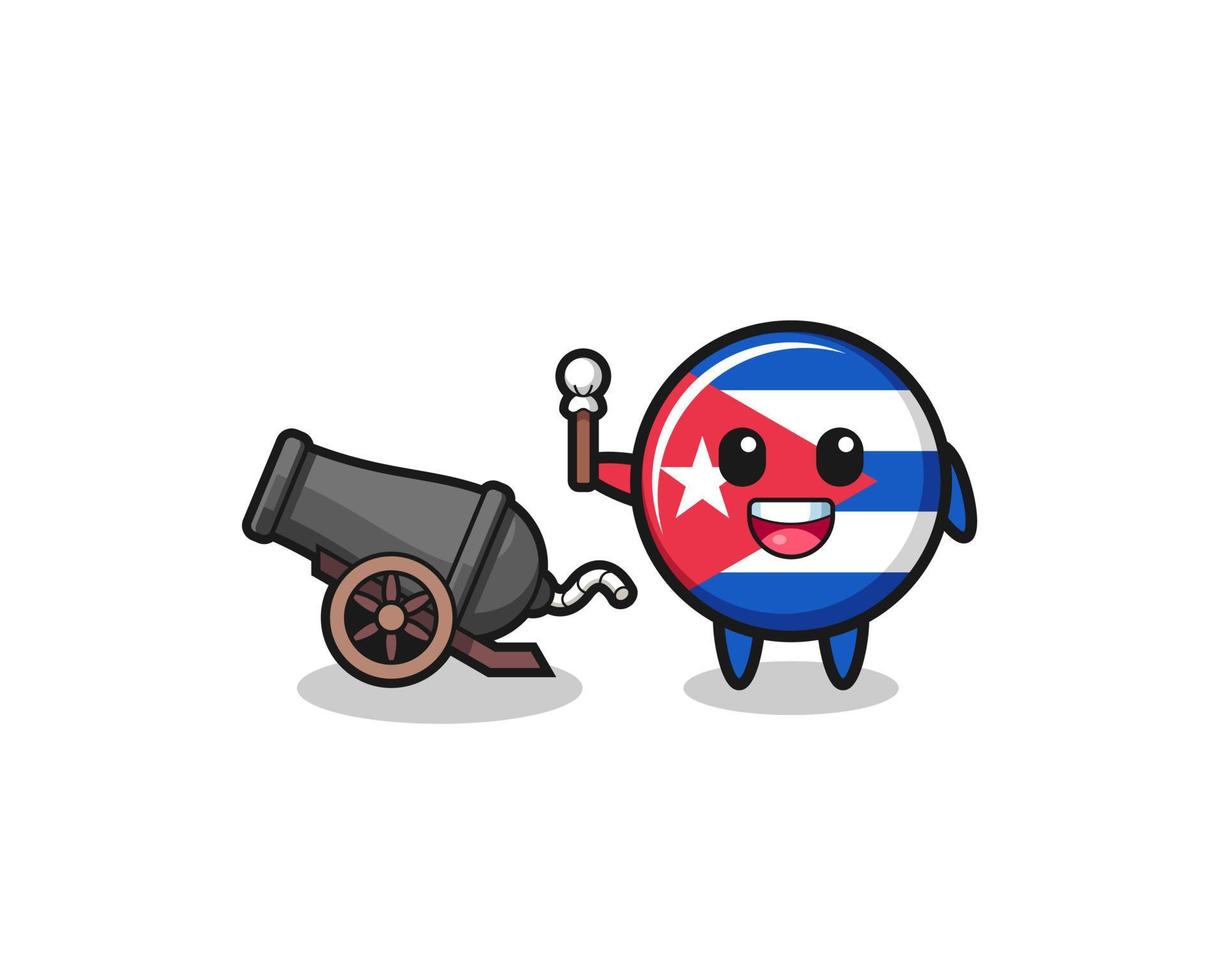 cute cuba flag shoot using cannon vector