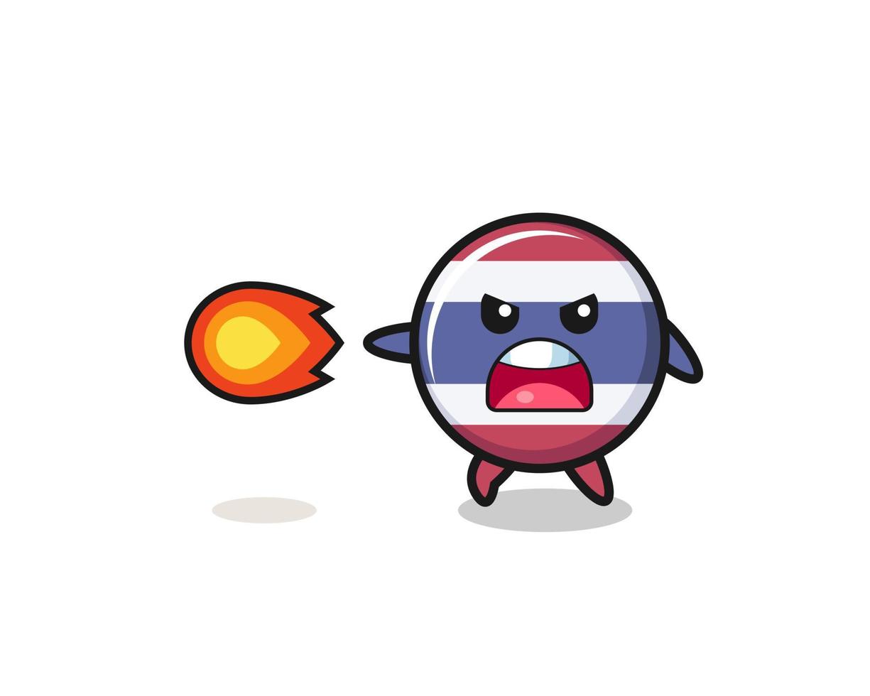 cute thailand flag mascot is shooting fire power vector