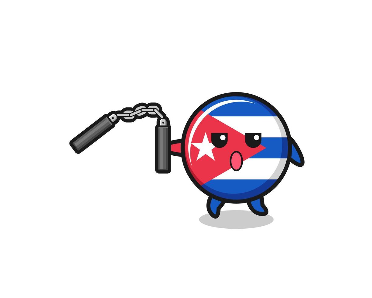 cartoon of cuba flag using nunchaku vector
