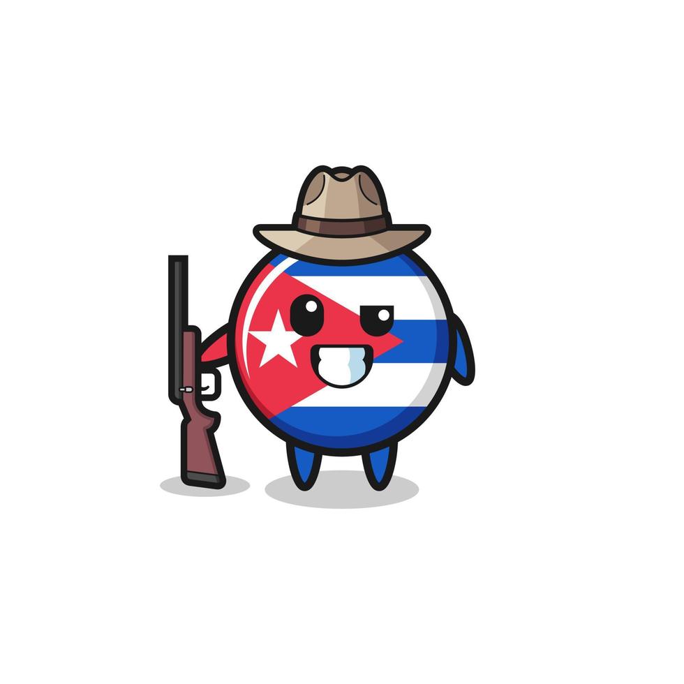 cuba flag hunter mascot holding a gun vector