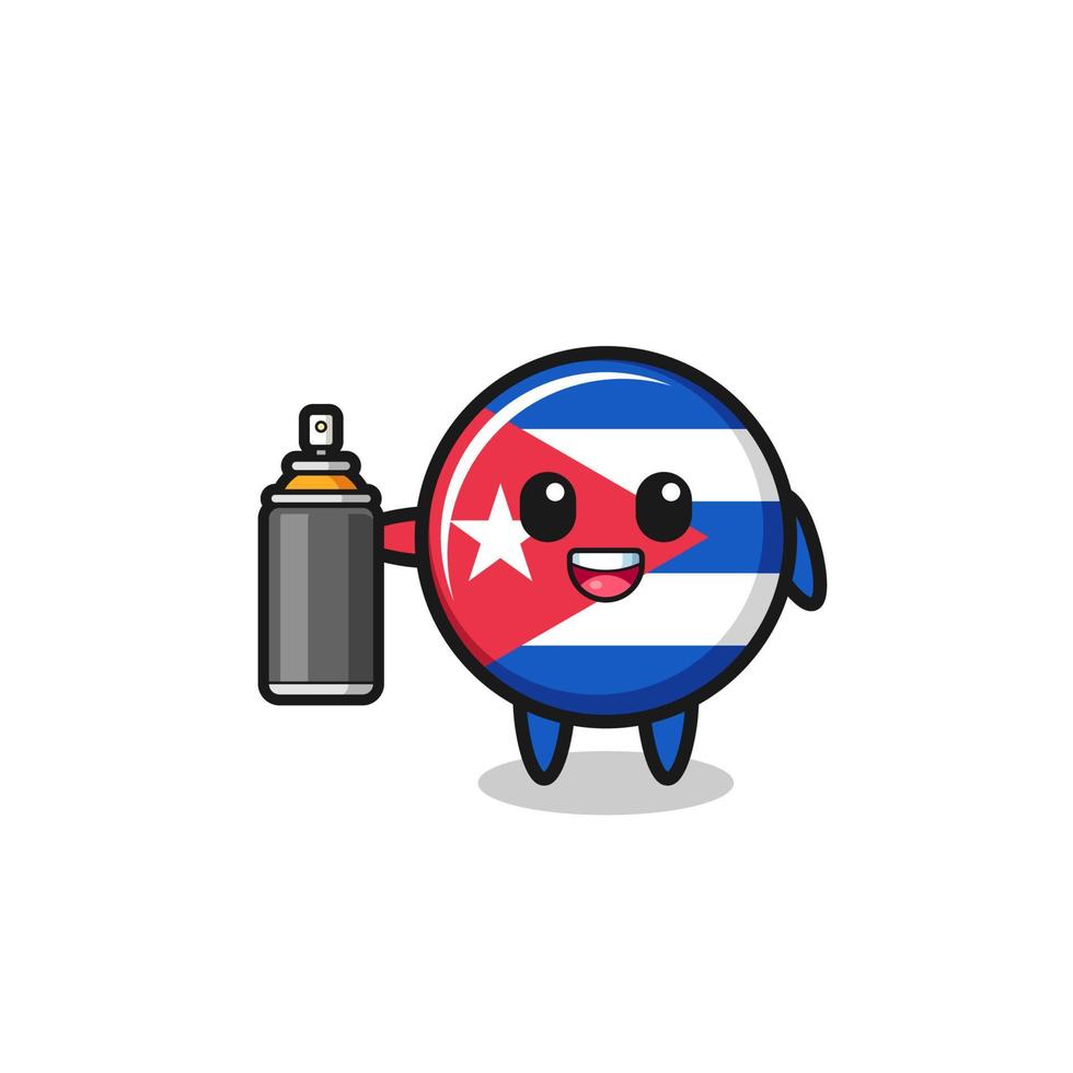 the cute cuba flag as a graffiti bomber vector