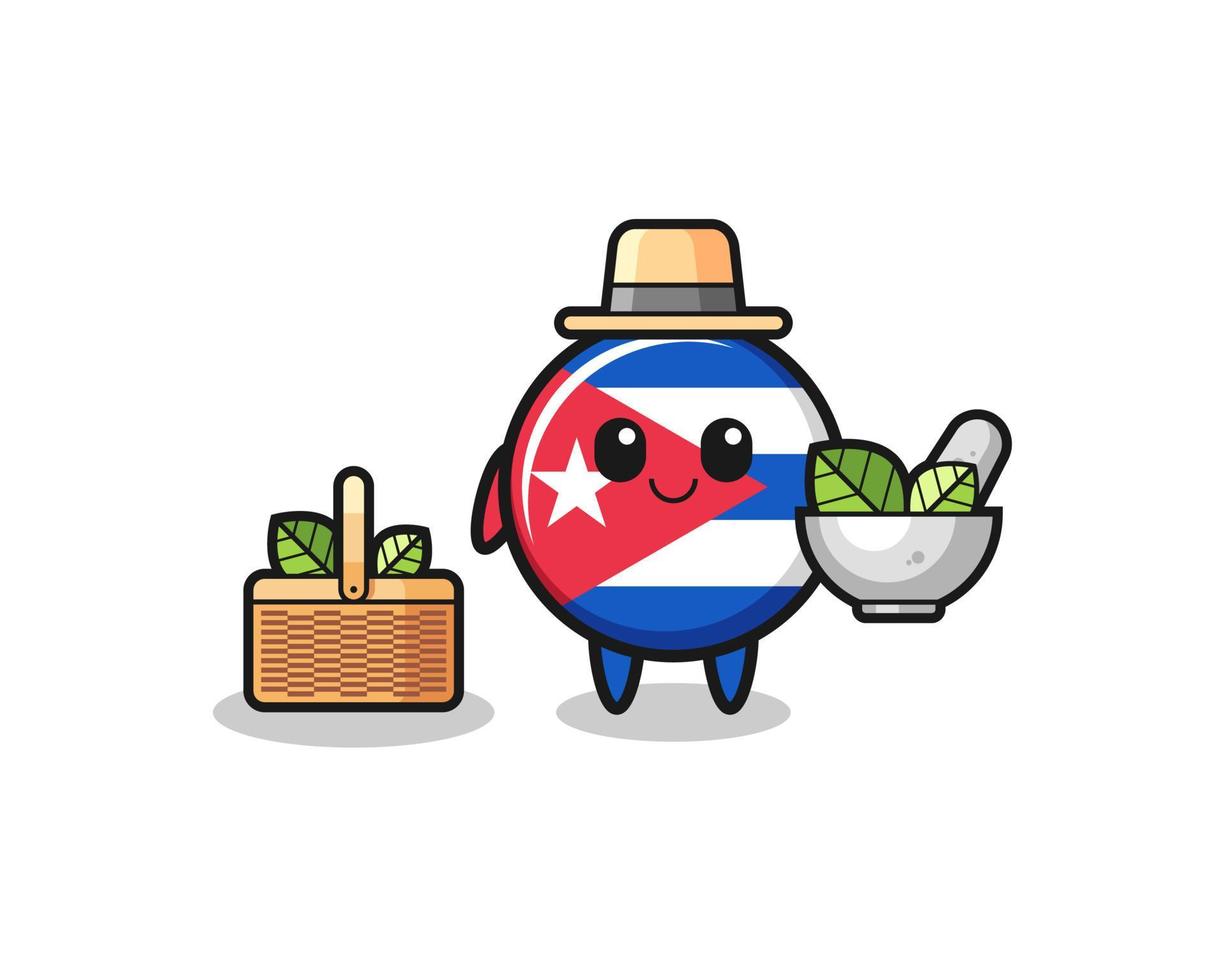cuba flag herbalist cute cartoon vector