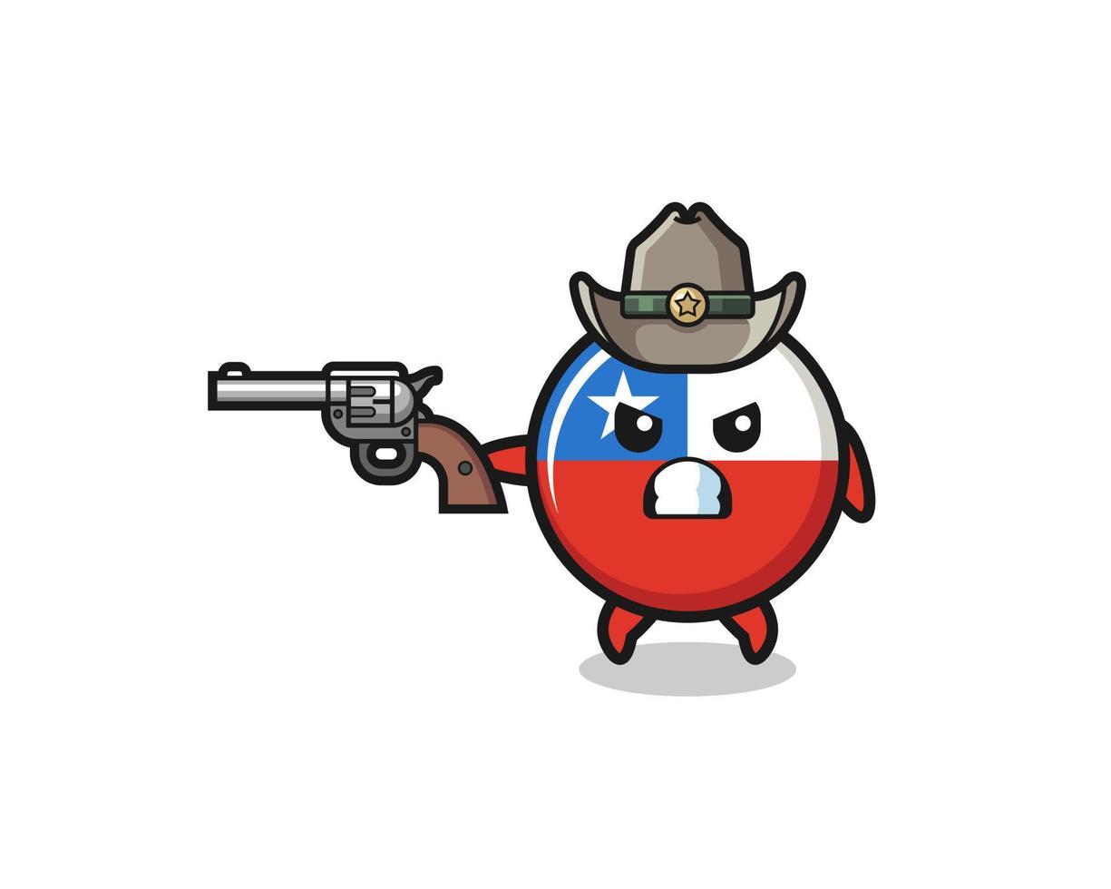 the chile flag cowboy shooting with a gun vector