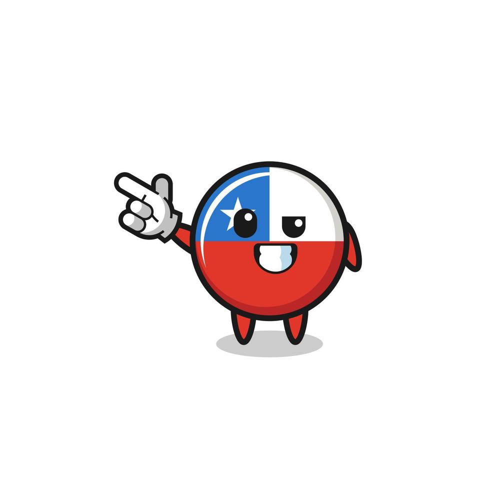 chile flag mascot pointing top left vector