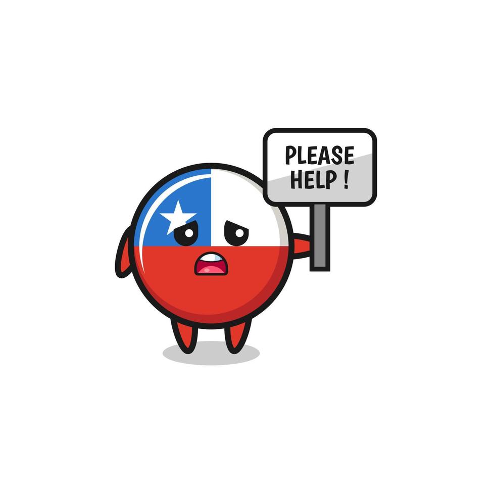 cute chile flag hold the please help banner vector