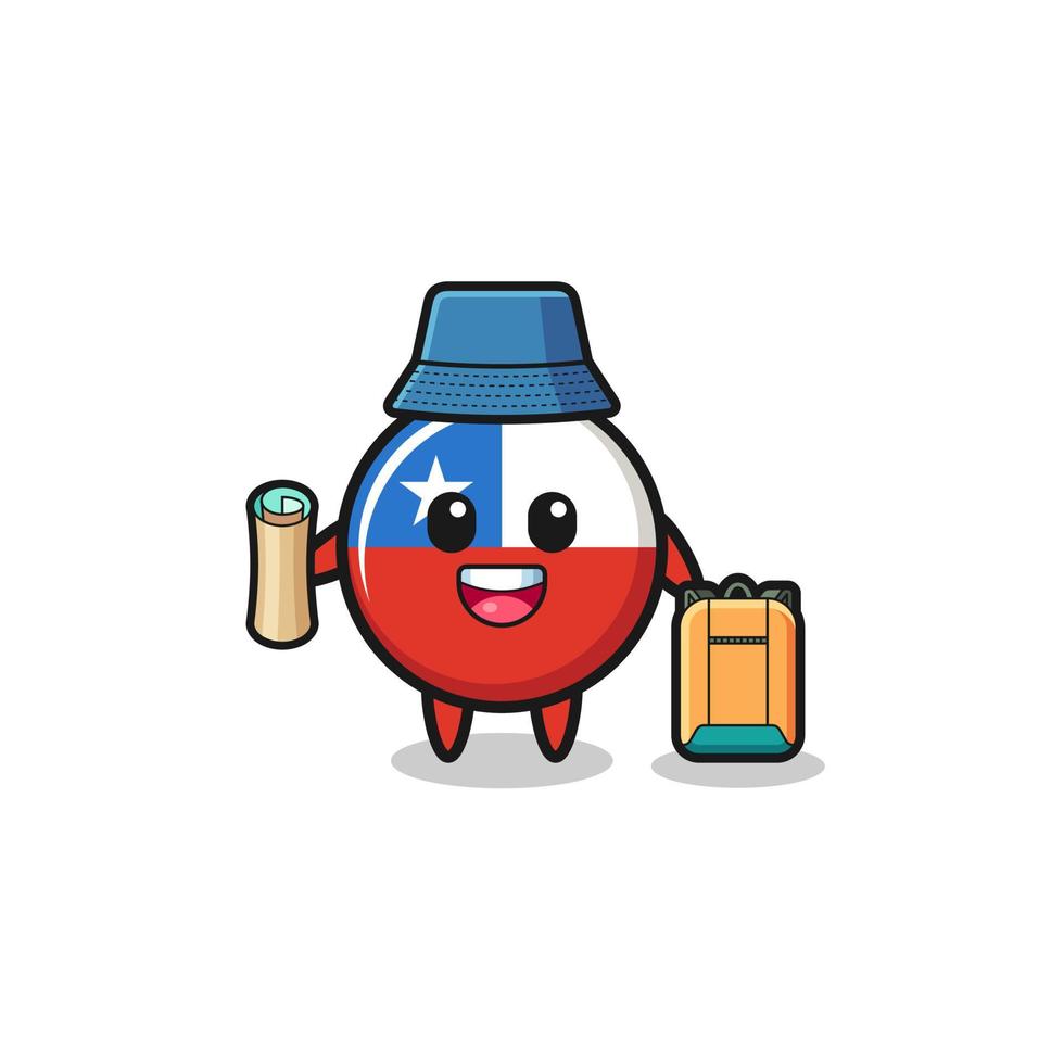 chile flag mascot character as hiker vector