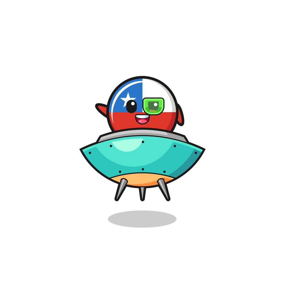 chile flag cartoon riding a future spaceship vector