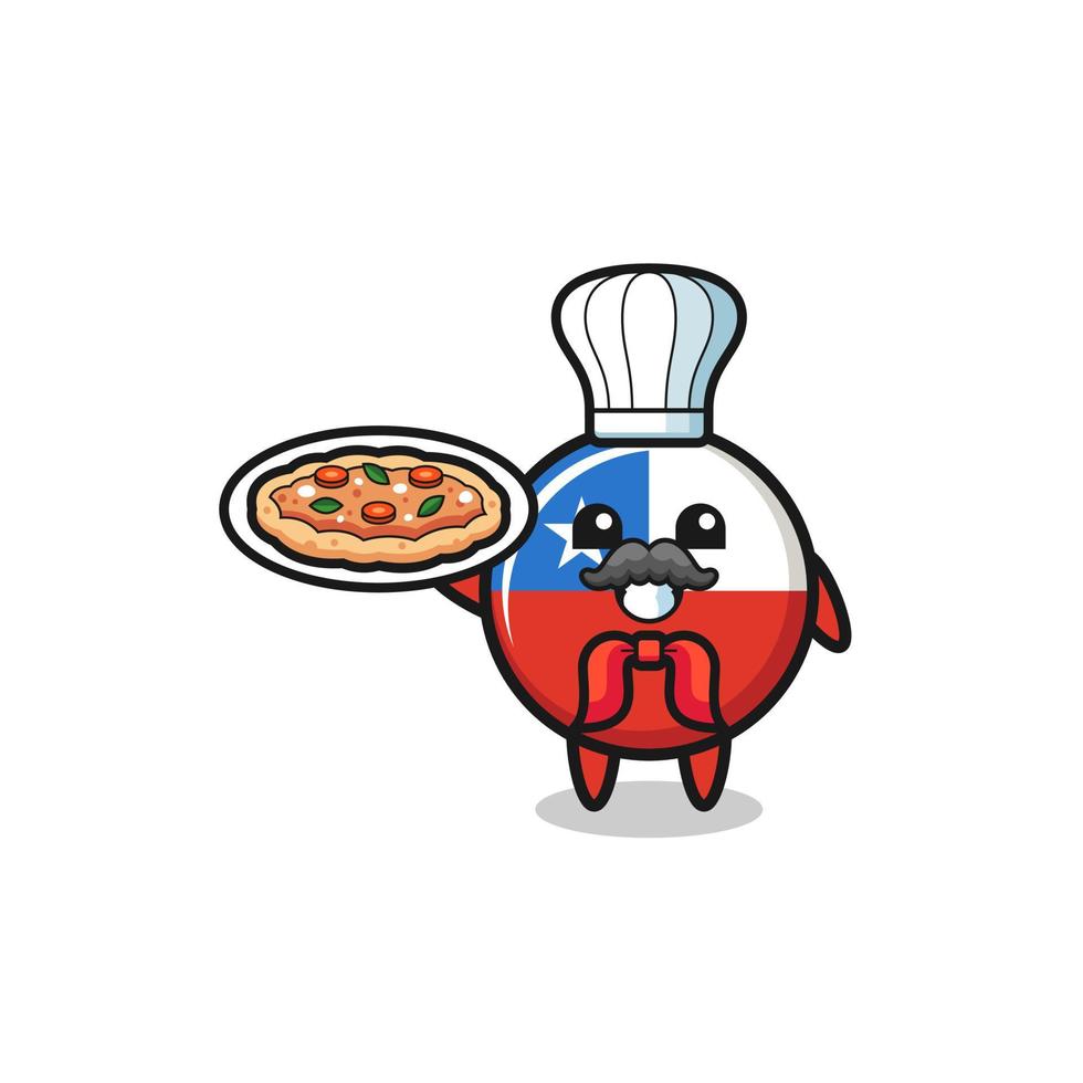 Carácter de la bandera de Chile como mascota del chef italiano vector